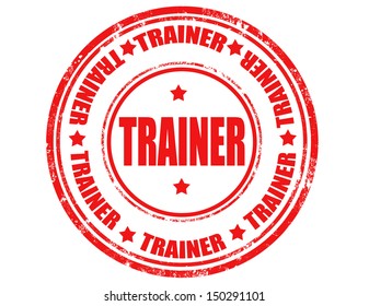 Grunge rubber stamp with word Trainer inside,vector illustration