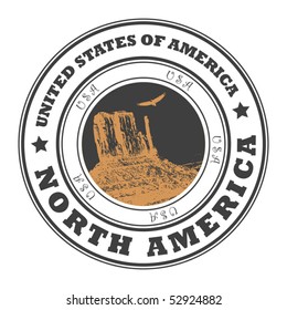 Grunge rubber stamp with word United States of America, North America inside, vector illustration