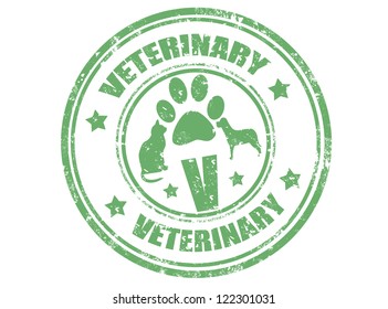 Grunge rubber stamp with word veterinary inside,vector illustration