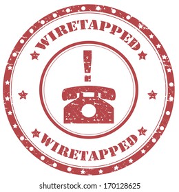 Grunge rubber stamp with word Wiretapped,vector illustration