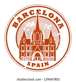 Grunge rubber stamp with words Barcelona, Spain inside, vector illustration