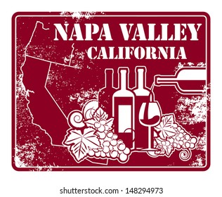 Grunge Rubber Stamp With Words California, Napa Valley, Vector Illustration