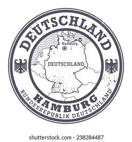 Grunge rubber stamp with words Deutschland, Hamburg inside, vector illustration