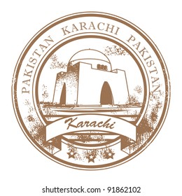 Grunge rubber stamp with the words Karachi, Pakistan inside, vector illustration