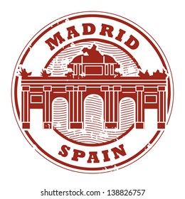 Grunge rubber stamp with words Madrid, Spain inside, vector illustration