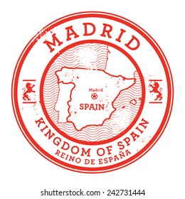 Grunge rubber stamp with words Madrid, Spain inside, vector illustration