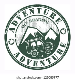 Grunge rubber stamp with words offroad adventure, vector illustration