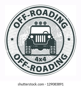 Grunge rubber stamp with the words Off-roading written inside the stamp, vector illustration