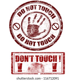 Grunge rubber stamps with hand print with do not touch - don't touch, vector illustration