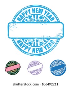 Grunge rubber stamps set with empty space and the text Happy New Year written on the stamp, vector illustration