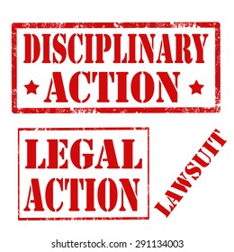 Grunge rubber stamps with text Disciplinary Action,Lawsuit and Legal Action,vector illustration