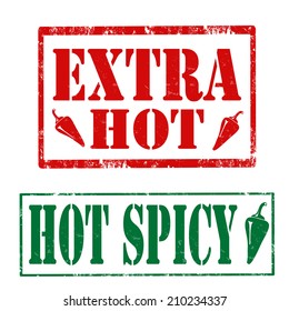Grunge rubber stamps with text Extra Hot and Hot Spicy,vector illustration