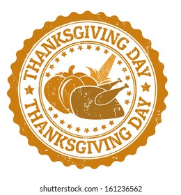 Grunge rubber stamps with the text Thanksgiving Day written inside, vector illustration