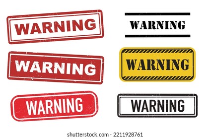 Grunge rubber stamps with text Warning. Vector illustration