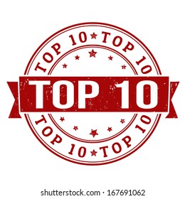 Grunge rubber stamps with words Top 10 inside, vector illustration