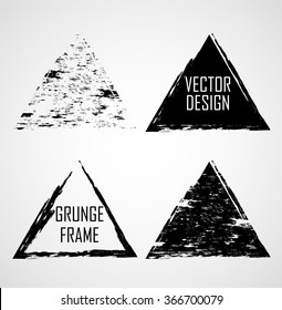 Grunge Rubber Texture Stamp Collection. Triangle Frame . Triangular Brush Strokes .  Vector Illustration. 