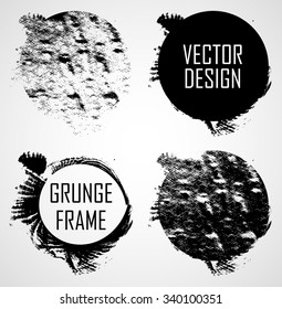 Grunge Rubber Texture Stamp . Distressed Circle Frame . Rounded Brush Strokes . Vector Illustration .