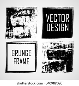 Grunge Rubber Texture Stamp . Distressed  Rectangle Frame . Squared Brush Strokes . Vector Illustration . 