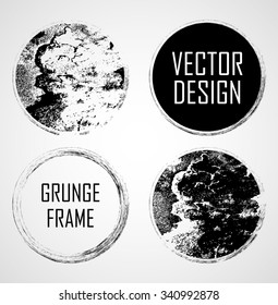 Grunge Rubber Texture Stamp . Distressed  Circle Frame . Rounded Brush Strokes . Vector Illustration .