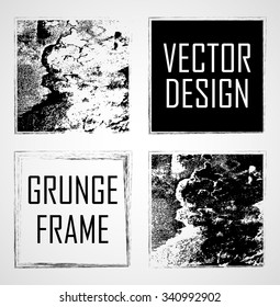 Grunge Rubber Texture Stamp . Distressed  Rectangle Frame . Squared Brush Strokes . Vector Illustration .  