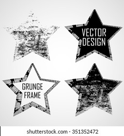 Grunge Rubber Texture Stamp . Distressed Frame . Star Brush Strokes . Vector Illustration .