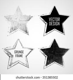 Grunge Rubber Texture Stamp . Distressed Star Frame .Brush Strokes . Vector Illustration .