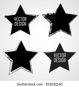 Grunge Rubber Texture Stamp . Distressed Star Frame . Brush Strokes . Vector Illustration .