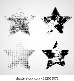 Grunge Rubber Texture Stamp . Distressed  Star Frame . Brush Strokes . Vector Illustration .