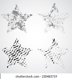 Grunge Rubber Texture Stamp in Star Form . Vector Illustration .  