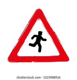 Grunge run sign. Vector icon.