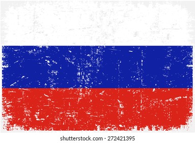 Grunge Russia Flag.Russian Flag With Grunge Texture.Vector Template.