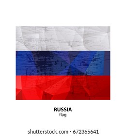 Grunge Russian flag isolated on white background. Design element for flyers or banners.