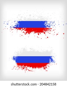 Grunge russian ink splattered flag vectors