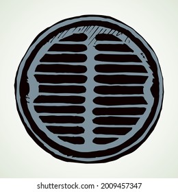 Tapa redonda de la boca de inspección. Dibujo de vectores