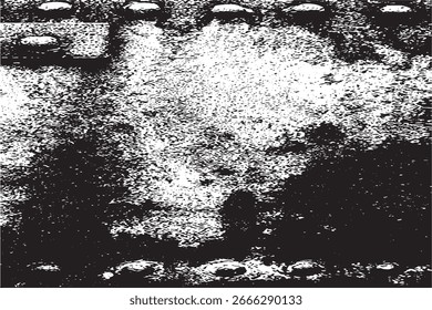 Grunge Rusty Metal Texture with Rivets in High Contrast Black and White