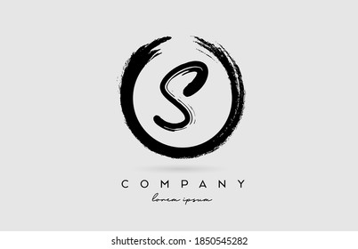 grunge S alphabet letter logo icon. Vintage Design for company and business in black and white colors with circle