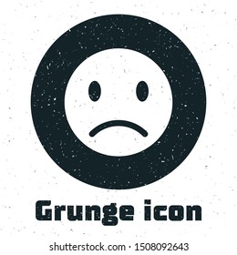 Grunge Sad smile icon isolated on white background. Emoticon face.  Vector Illustration