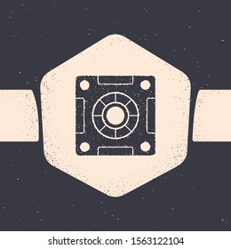 Grunge Safe icon isolated on grey background. The door safe a bank vault with a combination lock. Reliable Data Protection. Monochrome vintage drawing. Vector Illustration