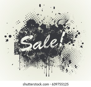 Grunge sale poster with an inky dribble strip and copy space.