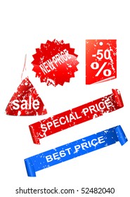 Grunge sale stickers and tags
