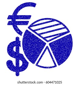 Grunge Sales Pie Chart rubber seal stamp watermark. Icon symbol with grunge design and dirty texture. Unclean vector blue sign.