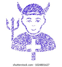 Grunge Satan Priest rubber seal stamp watermark. Icon symbol with grunge design and dust texture. Unclean vector blue sign satan priest.