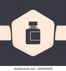 Grunge Sauce bottle icon isolated on grey background. Ketchup, mustard and mayonnaise bottles with sauce for fast food. Monochrome vintage drawing. Vector Illustration