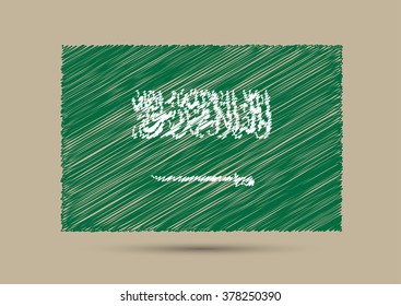 Grunge Saudi Arabia flag.Scribble flag of Saudi Arabia.