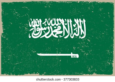 Grunge Saudi Arabia flag.Vector flag of Saudi Arabia.