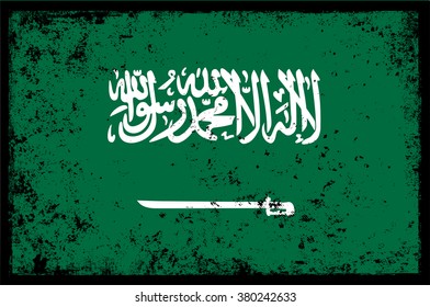 Grunge Saudi Arabia flag.Vector flag of Saudi Arabia.