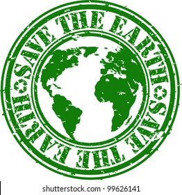 Grunge save the earth rubber stamp, vector illustration