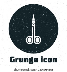 Grunge Scissors icon isolated on white background. Cutting tool sign.  Vector Illustration