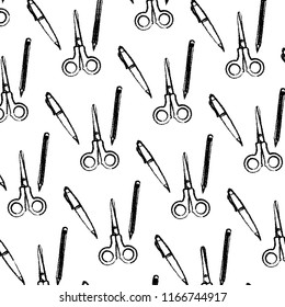 grunge scissors and pen school tools background
