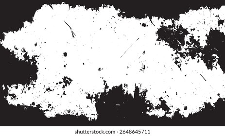 Grunge Scratch Border Texture with Distressed Edges, High-Contrast Grungy Overlay for Photo Frames